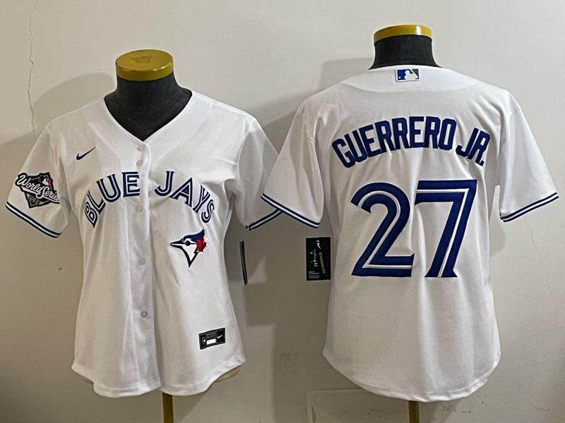 Women 2025 Toronto Blue Jays #27 Guerrero jr white Game Nike MLB Jersey style 002